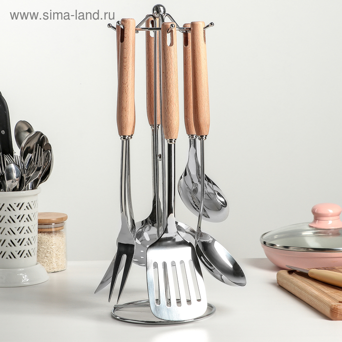 Набор кухонных принадлежностей «Дорадо», 6 предметов, на подставке
Набор кухонных принадлежностей «Дорадо», 6 предметов, на подставке