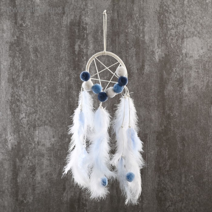 Ловец снов "Бомбошки и пёрышки" нежно-голубой 45х12 см
Ловец снов "Бомбошки и пёрышки" нежно-голубой 45х12 см