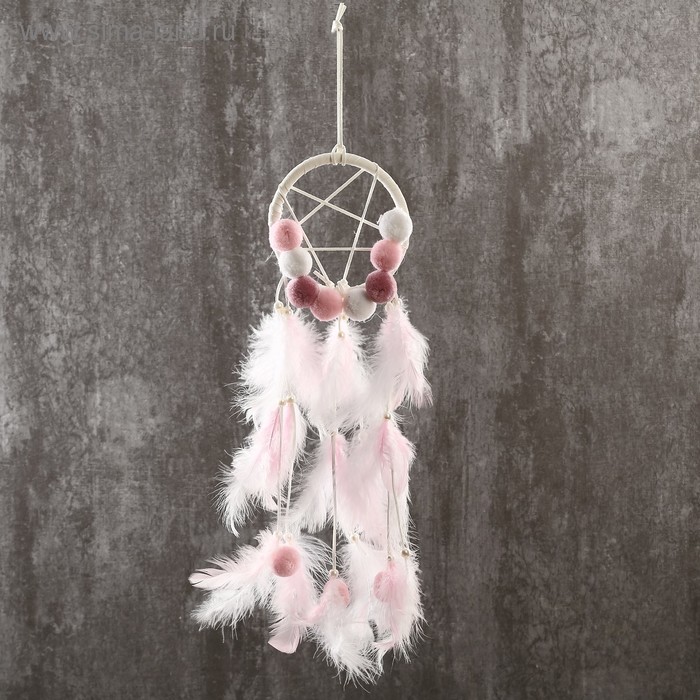 Ловец снов "Бомбошки и пёрышки" нежно-розовый 45х12 см
Ловец снов "Бомбошки и пёрышки" нежно-розовый 45х12 см