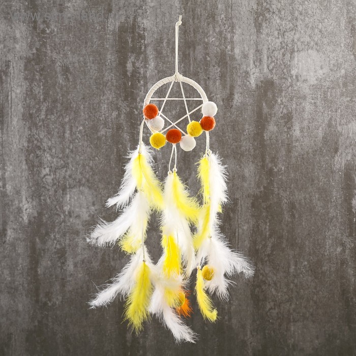 Ловец снов "Бомбошки и пёрышки" жёлто-оранжевый 45х12 см
Ловец снов "Бомбошки и пёрышки" жёлто-оранжевый 45х12 см