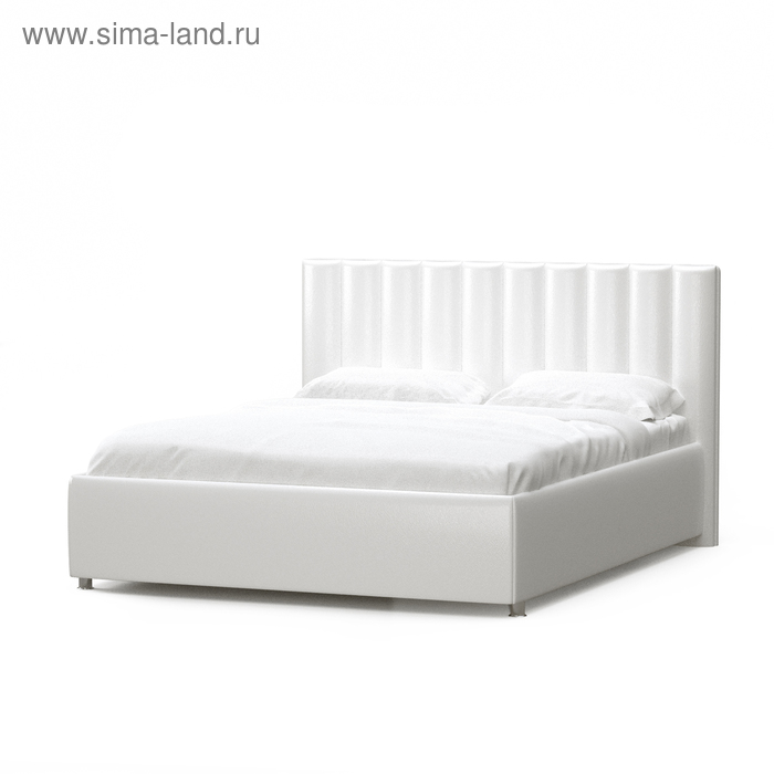 фото Кровать «алькасар» без пм, 140 × 200 см, встроенное основание, экокожа, цвет белый архитектория