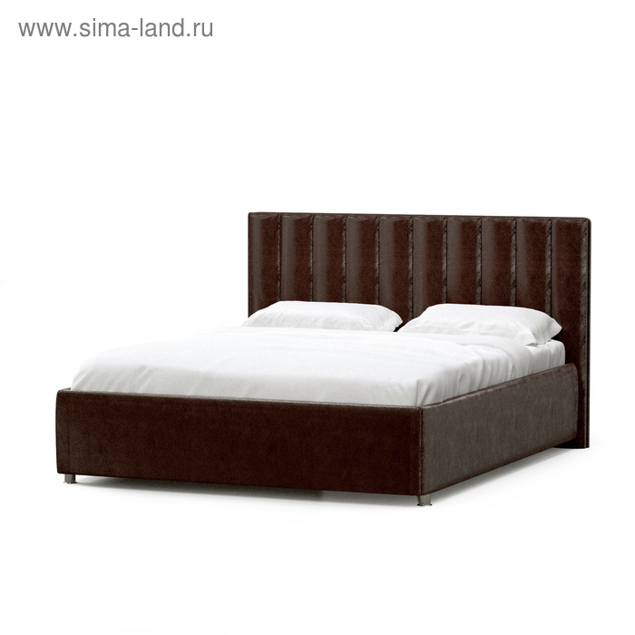 фото Кровать «алькасар» без пм, 160 × 200 см, встроенное основание, экокожа, цвет коричневый архитектория