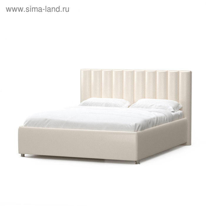 фото Кровать «алькасар» без пм, 180 × 200 см, встроенное основание, экокожа, цвет бежевый архитектория