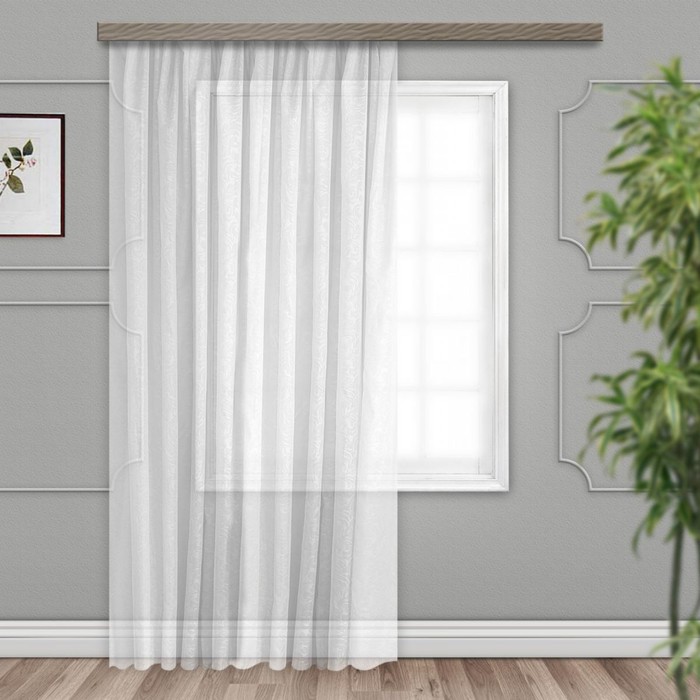 Тюль, размер 300х260 см, тиснение вензель, цвет серый, вуаль 
Тюль, размер 300х260 см, тиснение вензель, цвет серый, вуаль