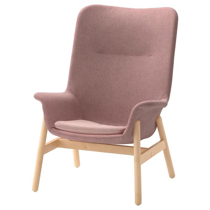 фото Кресло c высокой спинкой ведбу, цвет гуннаред светлый коричнево-розовый ikea