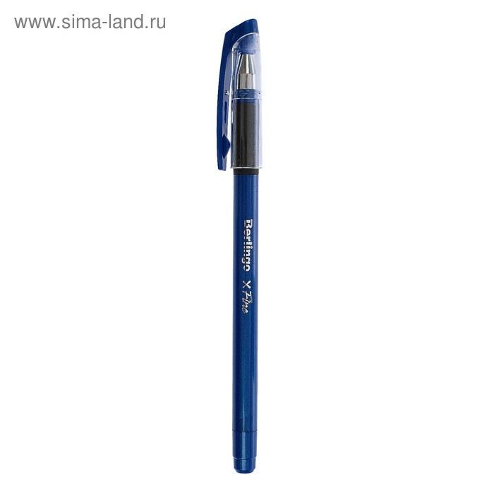 фото Ручка шариковая berlingo xfine 0.3, синяя, корпус синий, резиновый упор, цена за 1 штук.