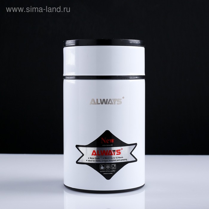 Термос для еды "Always", 800 мл, с ложкой, сохраняет тепло 12 ч, микс, 18х10.5 см
Термос для еды "Always", 800 мл, с ложкой, сохраняет тепло 12 ч, микс, 18х10.5 см