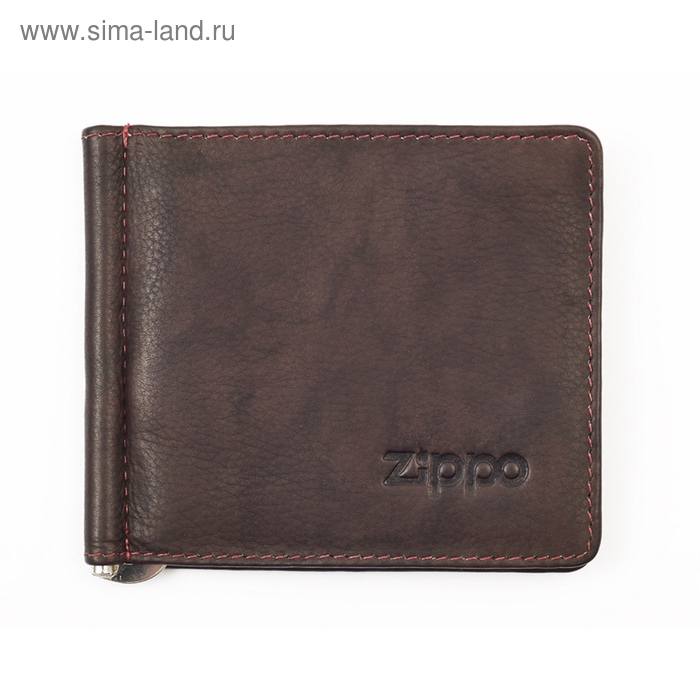 фото Зажим для денег zippo, коричневый, натуральная кожа, 10,5×1×9 см