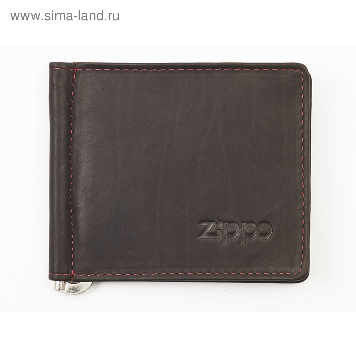 фото Зажим для денег zippo, цвет мокко, натуральная кожа, 10,5×1×9 см