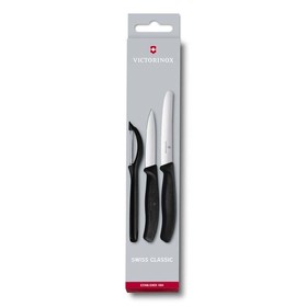 Набор из 3 ножей для овощей VICTORINOX: нож 8 см, нож 11 см, овощечистка, чёрная рукоять
Набор из 3 ножей для овощей VICTORINOX: нож 8 см, нож 11 см, овощечистка, чёрная рукоять