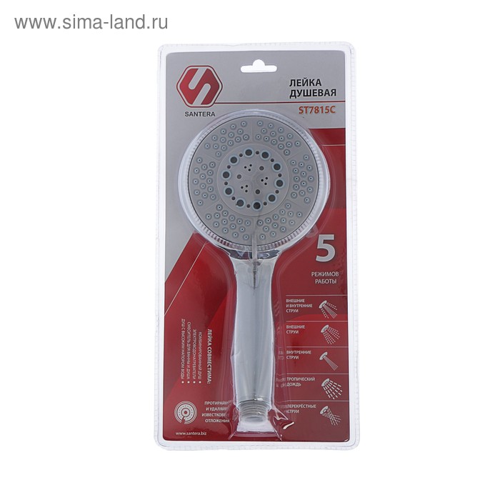 Душевая лейка ST 7815С, 5 положений, блистер
Душевая лейка ST 7815С, 5 положений, блистер