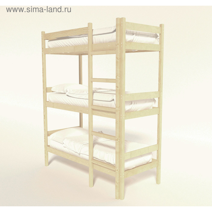 фото Трёхъярусная кровать, 800×1900, массив сосны, без покрытия