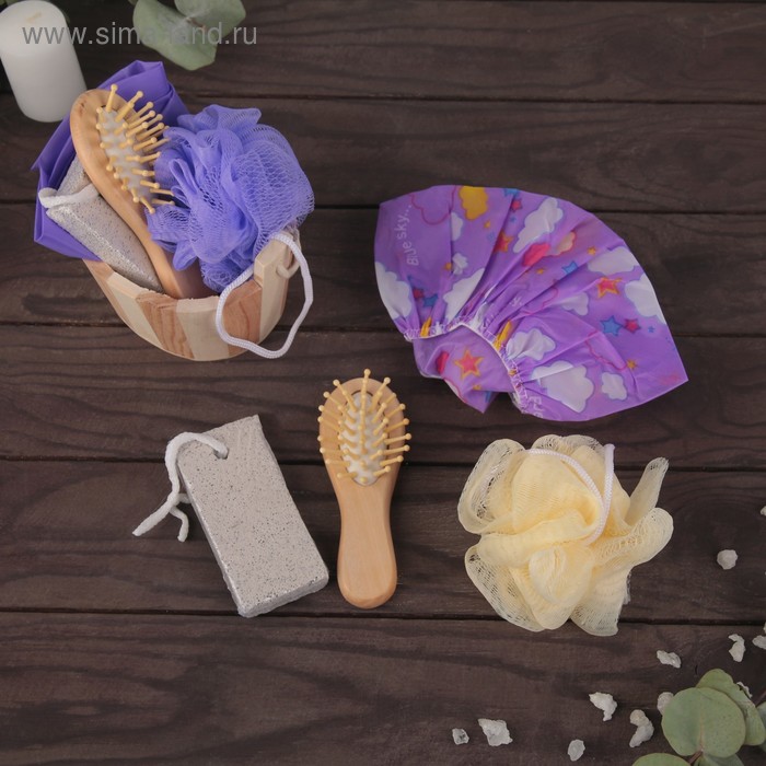 Набор банный, 4 предмета: мочалка, расчёска, шапочка для душа, пемза
Набор банный, 4 предмета: мочалка, расчёска, шапочка для душа, пемза