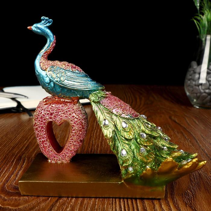 Сувенир полистоун "Павлин с зелёным хвостом на сердце" стразы 15,5х16,3х10,5 см
Сувенир полистоун "Павлин с зелёным хвостом на сердце" стразы 15,5х16,3х10,5 см