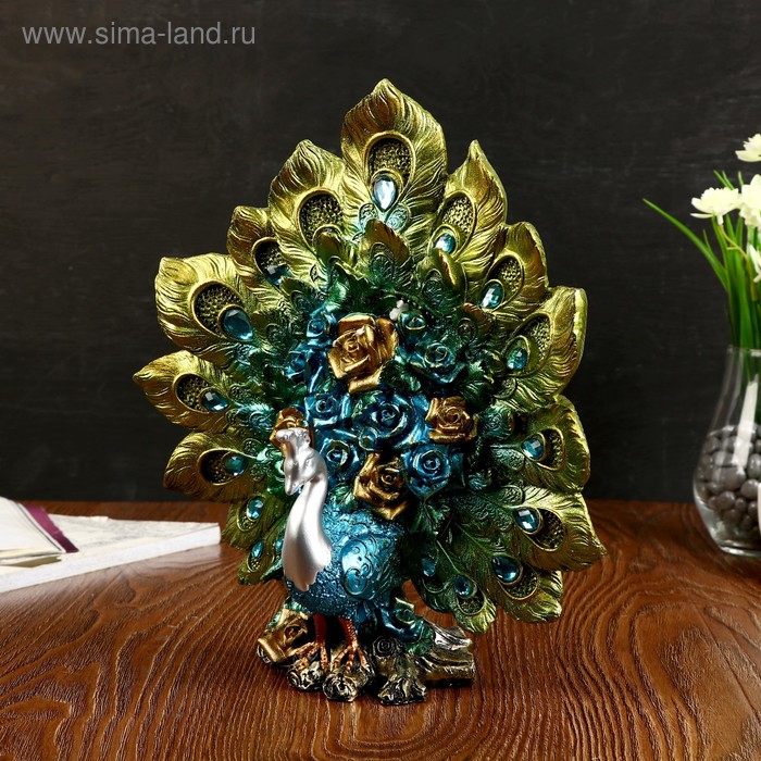 Сувенир полистоун "Павлин с зелёным хвостом с розами" стразы 30,5х27х13 см
Сувенир полистоун "Павлин с зелёным хвостом с розами" стразы 30,5х27х13 см