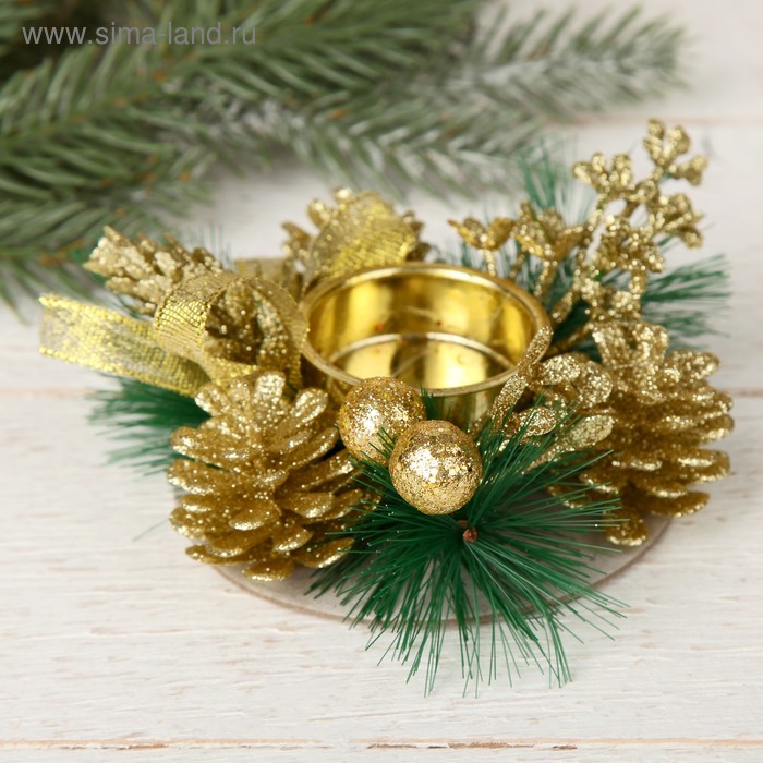 Подсвечник на одну свечу "Шишки блеск" 10*4 см
Подсвечник на одну свечу "Шишки блеск" 10*4 см