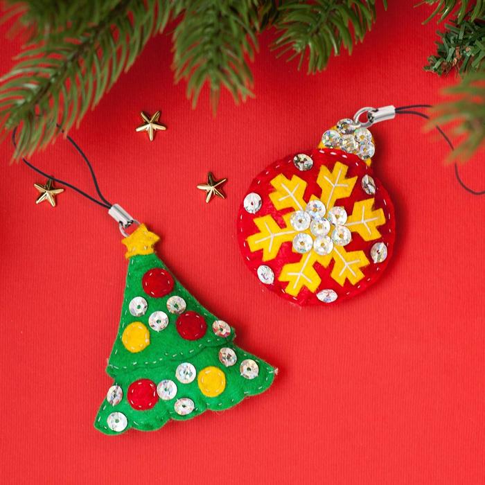 Новогодняя игрушка, брелок из фетра «Ёлочка и шар»
Новогодняя игрушка, брелок из фетра «Ёлочка и шар»