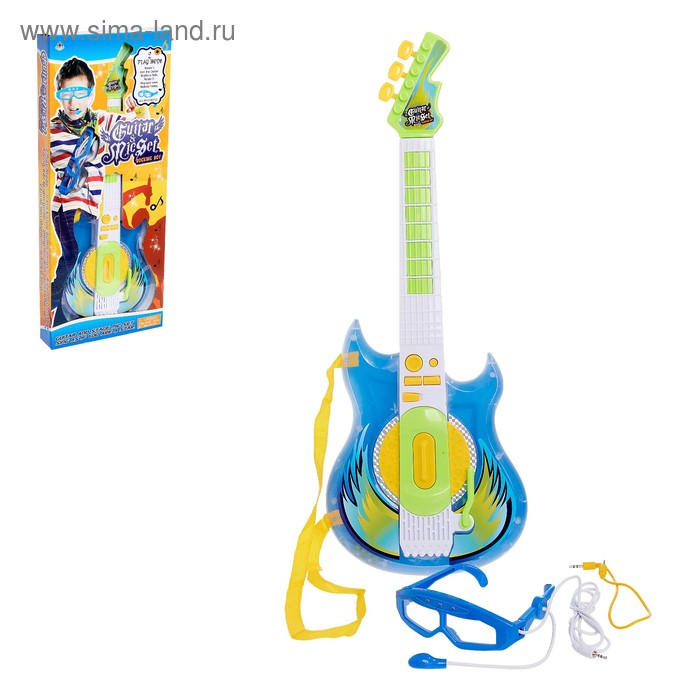Гитара «Крутой Рокер», звуковые эффекты, с микрофоном и очками 
Гитара «Крутой Рокер», звуковые эффекты, с микрофоном и очками