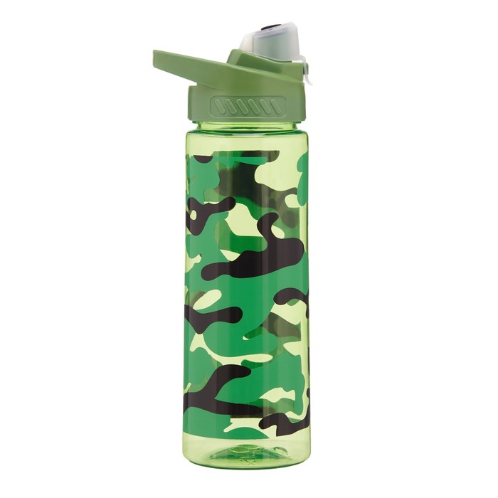 фото Бутылка для воды, 700 мл, 8 х 24.5 см, зеленый камуфляж