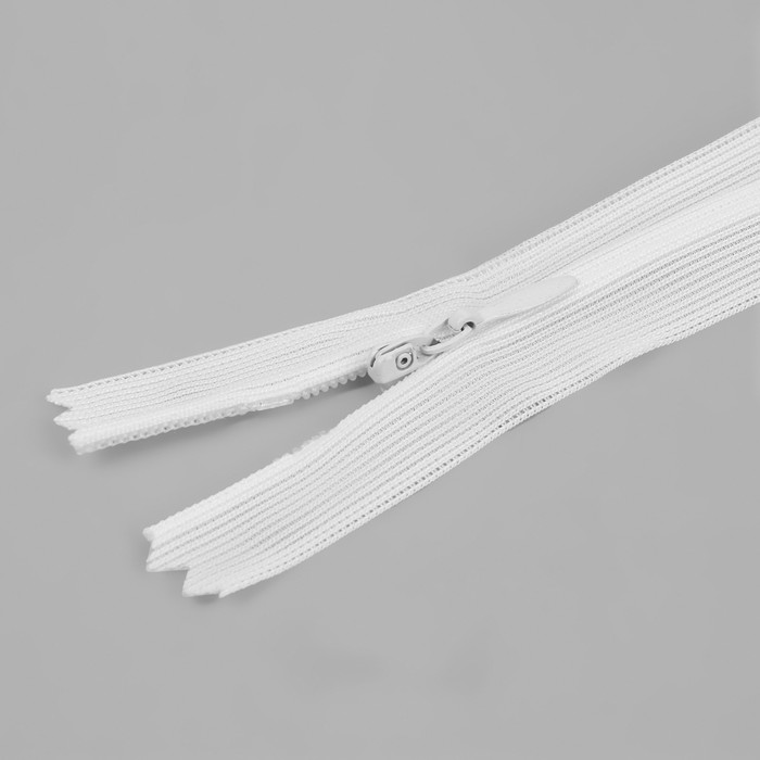 фото Молния потайная, №3, неразъёмная, замок автомат, 50 см, цвет белый