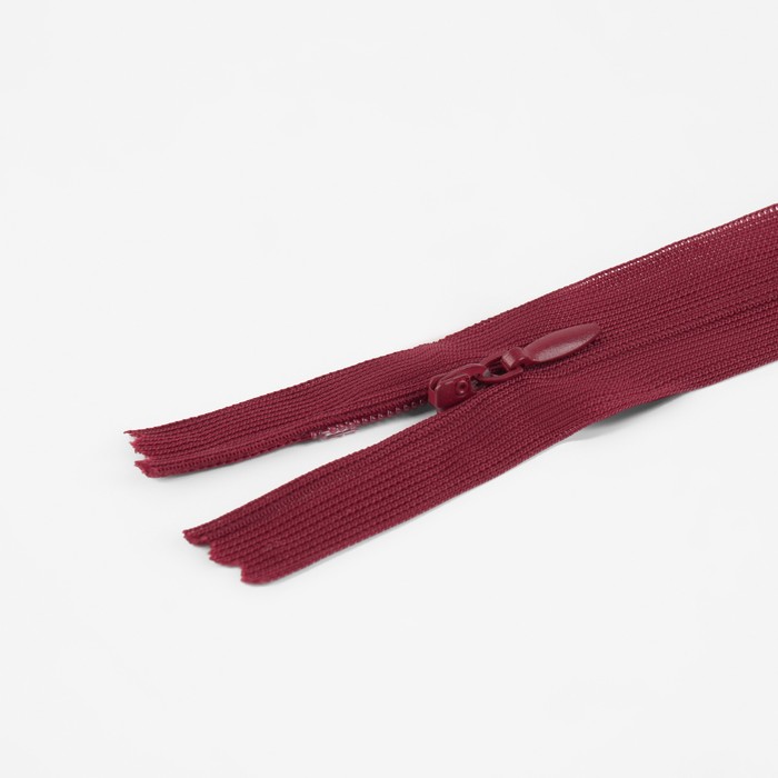 фото Молния потайная, №3, неразъёмная, замок автомат, 50 см, цвет бордовый