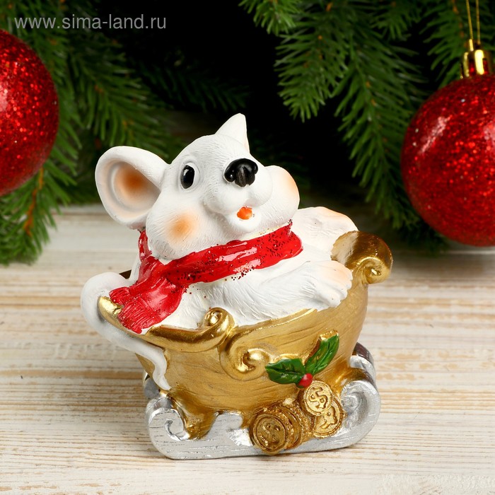 Сувенир полистоун "Белый мышонок в золотых санках" 9,5х6,5х9,5 см
Сувенир полистоун "Белый мышонок в золотых санках" 9,5х6,5х9,5 см