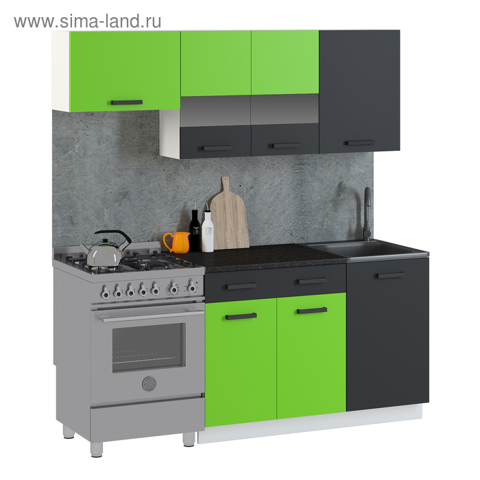 Кухонный гарнитур София Мини Mix стекло Зелёный/Антрацит 
Кухонный гарнитур София Мини Mix стекло Зелёный/Антрацит