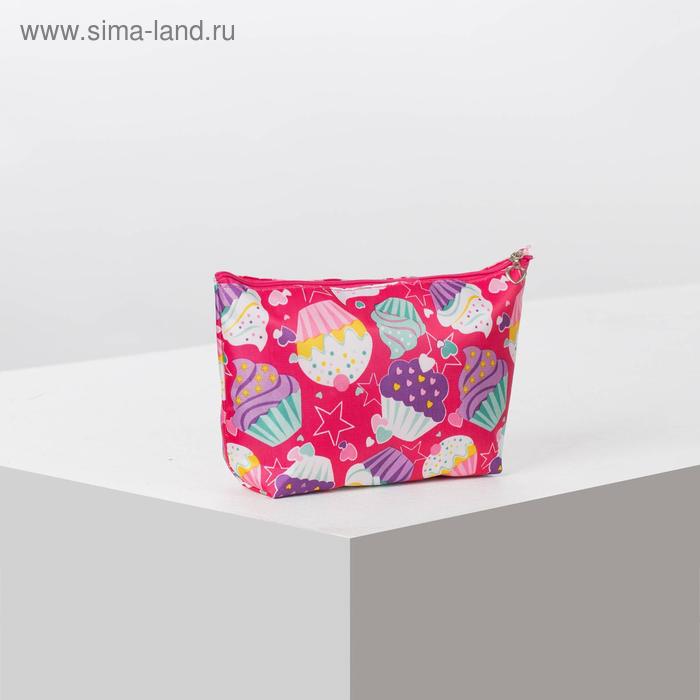 фото Косметичка простая, отдел на молнии, цвет малиновый