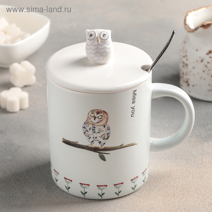 Кружка «Совушка», 430 мл, с керамической крышкой и ложкой, рисунок МИКС
Кружка «Совушка», 430 мл, с керамической крышкой и ложкой, рисунок МИКС
