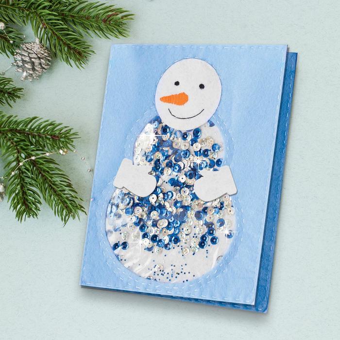 фото Новогодняя открытка-шейкер «весёлый снеговик» школа талантов
