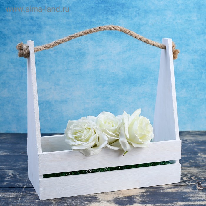 Кашпо деревянное 30×14×30 см "Таёжный" реечное, ручка верёвка, белая кисть Дарим Красиво
Кашпо деревянное 30×14×30 см "Таёжный" реечное, ручка верёвка, белая кисть Дарим Красиво