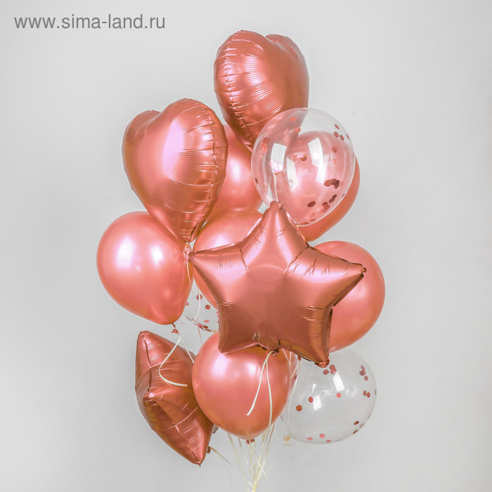 Букет из шаров «Хром», фольга, латекс, с конфетти, набор 14 шт., цвет розовое золото
Букет из шаров «Хром», фольга, латекс, с конфетти, набор 14 шт., цвет розовое золото