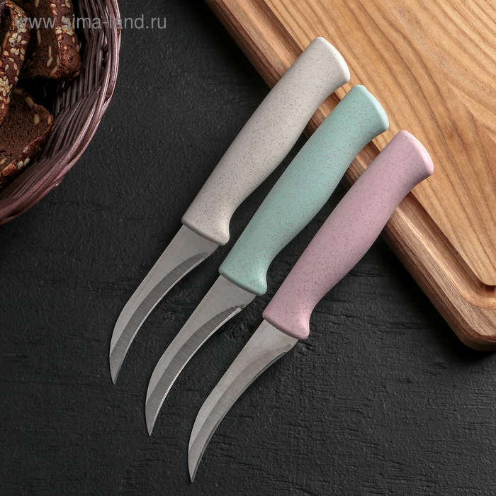 фото Нож для чистки овощей доляна «ринго», лезвие 7,5 см, цвет микс