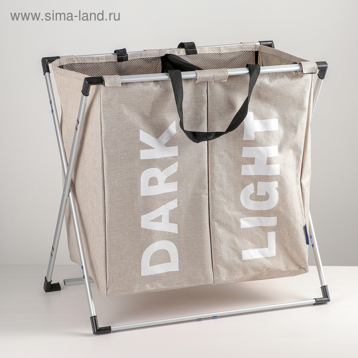 фото Корзина универсальная двойная dark or light, 60×39×56 см, цвет бежевый