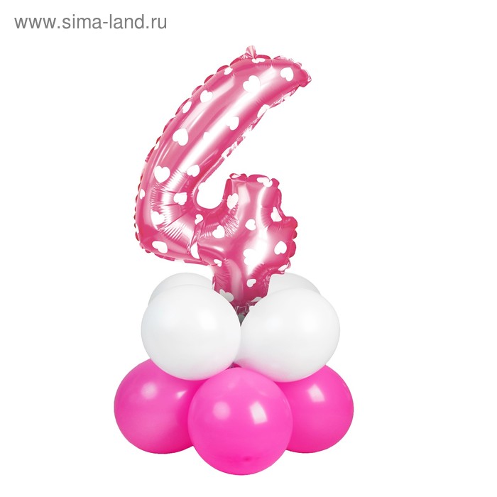 Букет из шаров «Цифра 4», фольга, латекс, набор 9 шт., цвет розовый, виды МИКС 
Букет из шаров «Цифра 4», фольга, латекс, набор 9 шт., цвет розовый, виды МИКС