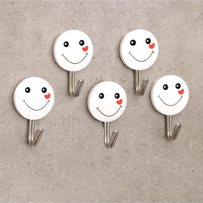 Набор крючков на липучке «Смайлы», 5 шт, цвет белый
Набор крючков на липучке «Смайлы», 5 шт, цвет белый