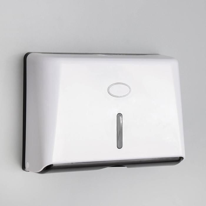 Диспенсер бумажных полотенец в листах, 27,5×10×20,5 см, пластик, цвет белый 
Диспенсер бумажных полотенец в листах, 27,5×10×20,5 см, пластик, цвет белый