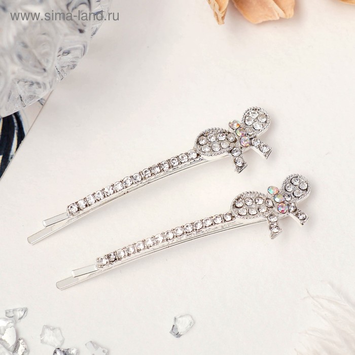 Невидимка для волос набор 2 шт "Волшебный блеск" 5,5 см бантик, серебро 
Невидимка для волос набор 2 шт "Волшебный блеск" 5,5 см бантик, серебро