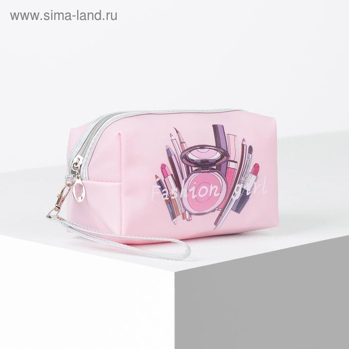 фото Косметичка, отдел на молнии, с ручкой, цвет розовый