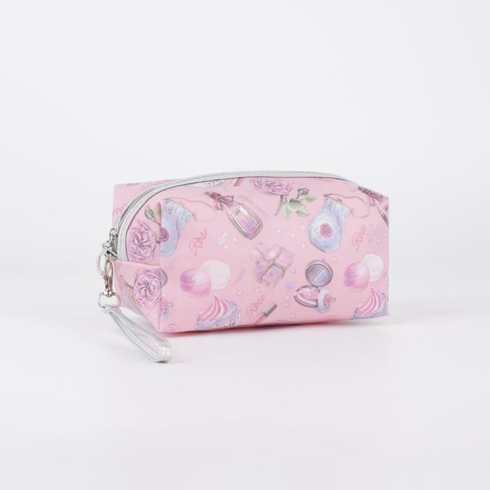 фото Косметичка, отдел на молнии, с ручкой, цвет розовый