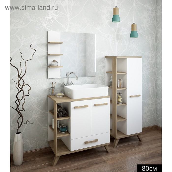 фото Тумба ингрид 80 (вш/б) r с раковиной plaza 55 sanflor