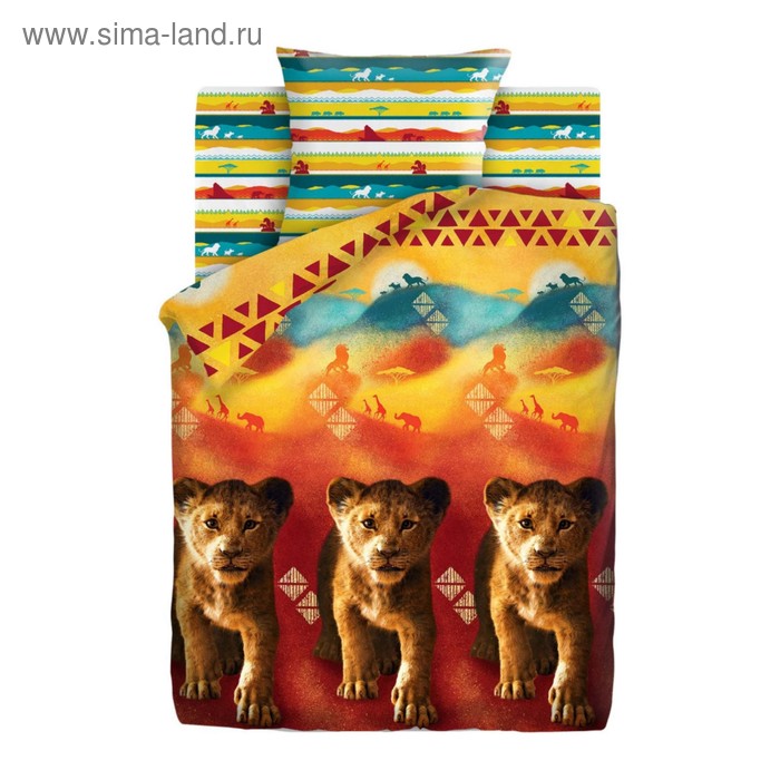 фото Детское постельное бельё 1,5 «король лев» саванна, 143х215, 150х214, 70х70см disney: король лев