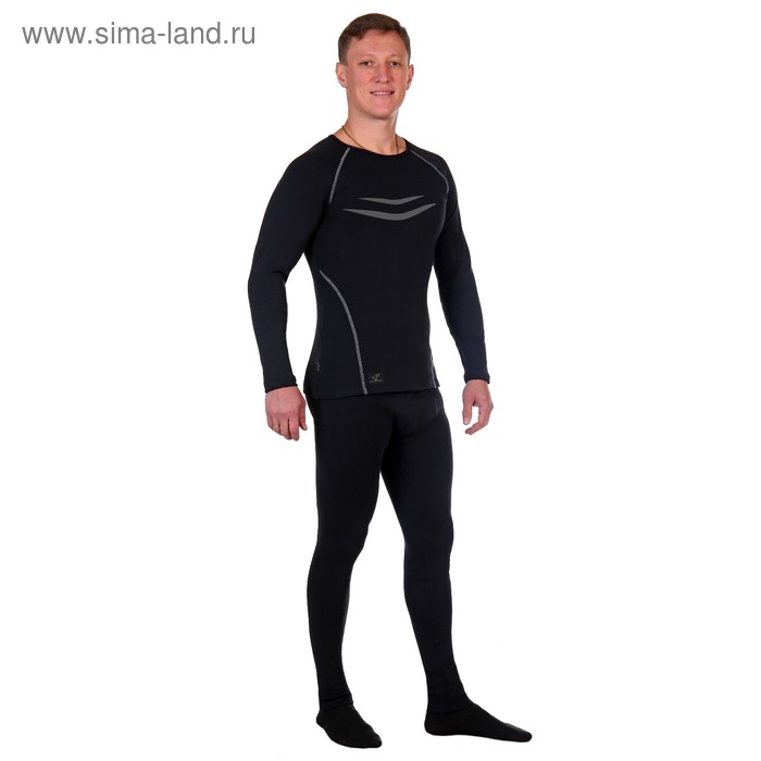 фото Комплект мужской термо (лонгслив, кальсоны), цвет чёрный, размер 48