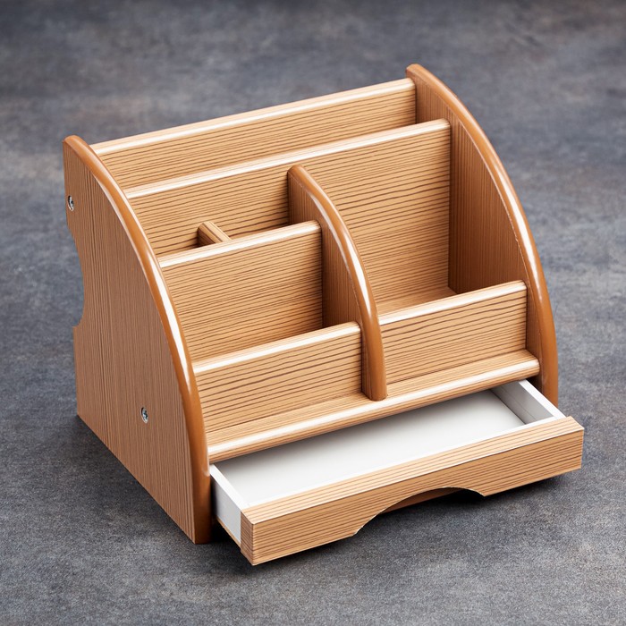 фото Органайзер 5 секций, 1 выдвижной ящик, серия ясень шимо светлый, 20*16,5*15,5