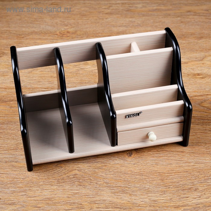 фото Органайзер 6 секций, 1 выдв ящик, венге/дуб молочный, 28*14*16см