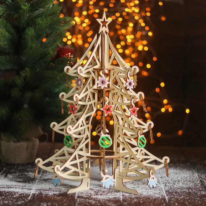 Сборная деревянная модель «Новогодняя ёлка с цветными игрушками»
Сборная деревянная модель «Новогодняя ёлка с цветными игрушками»