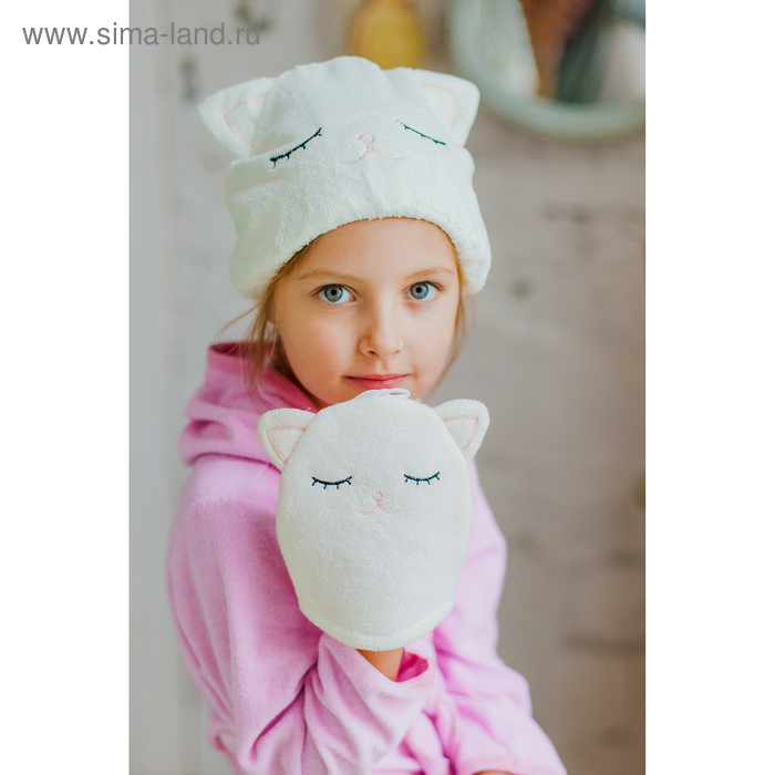 Шапочка для бани/сауны на резинке «Котик», микрофибра, цвет белый
Шапочка для бани/сауны на резинке «Котик», микрофибра, цвет белый