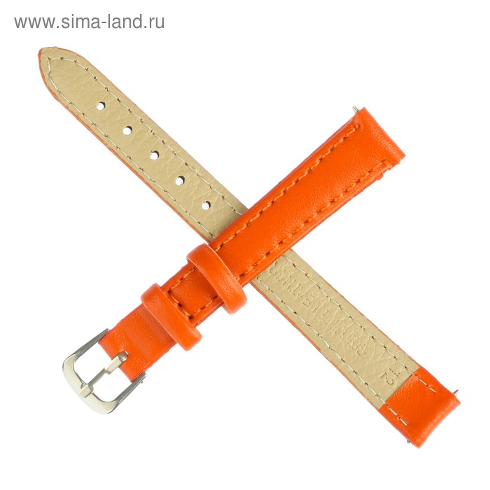 фото Ремешок для часов, 12 мм, женский, натуральная кожа, l=20 см, оранжевый