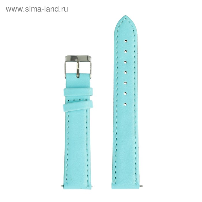 фото Ремешок для часов "соломон", 18 мм, натуральная кожа, l-20 см, голубой