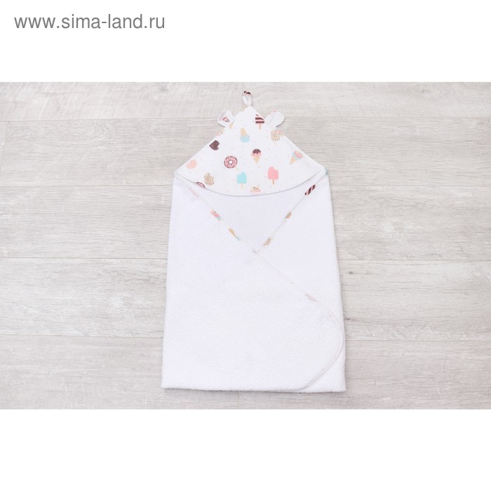 фото Полотенце-уголок cute love, размер 90 × 90 см, принт эскимо, цвет белый amarobaby